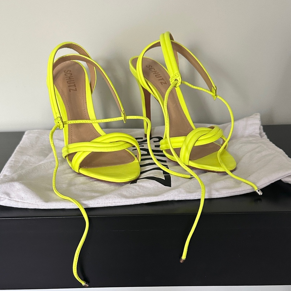SCHUTZ Bright Yellow Strappy Heels
